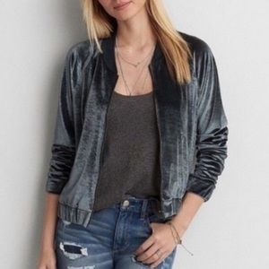 american eagle velvet bomber jacket